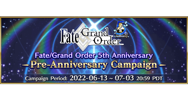 Fate/Grand Order 5th Anniversary Pre-Anniversary Campaign | Fate